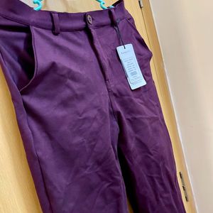 New With Tag Plum Coloured 30 Waist Formal Pant