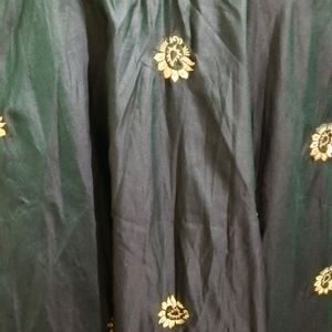 Green Black Combination Gown With Dupatta