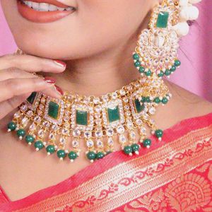 Green kundan Jewellery Set For Women