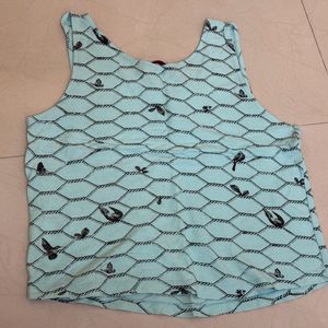 Cyan Colour Sleeveless Top