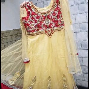 Women's Net Embroidered Anarkali Semi-Stitched Gow