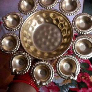 Metal Golden Diya Urli Bowl Diwali Special 10 inch