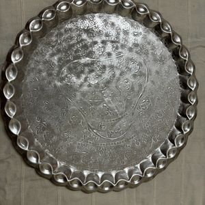 (Round)Decorative Silver Platted Finished Tray