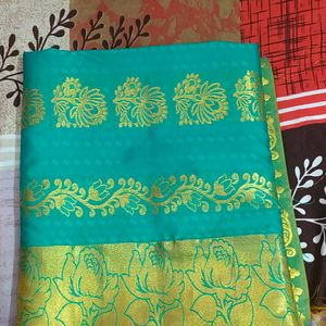 Silk Saree With Golden Zair Border