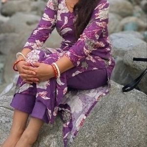 Cotton Purple Kurta Set