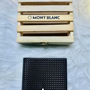 Mont Blanc Patterned Royal Black Leather Wallet