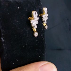 Silver Earrings With Gold Polish