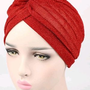 40 Rupees Off,New Shimmer Knot Pleated Turban Cap