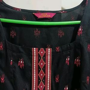 Black-Pink Printed Short Kurti