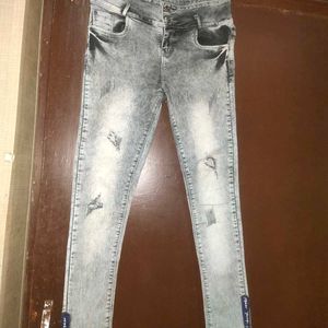 Women Denim Grey Jeans High Waist