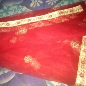 Golden Banarasi Lahenga With Blouse And Dupatta