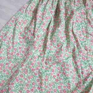 Floral Pink And Green Cottagecore Dress