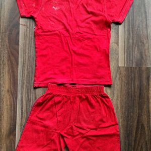 Kids Red Tshirt Pant Set For 2-4 Yrs Old