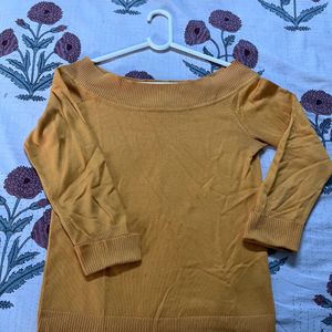 Off Shoulder Mustard Top