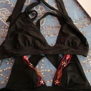 Black Tying Bra Non Padded