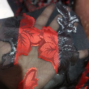 Black Flowers Fabric