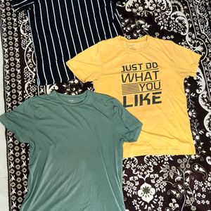 Combo Of 3 L Size Tshirt (Black,Yellow,Olive)