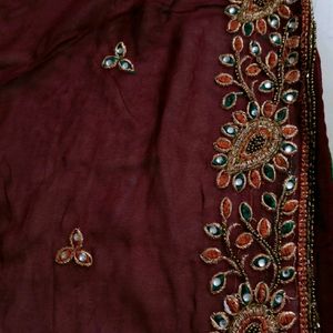 Dark Brown/Mehroom Colour Saree