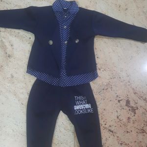 Dark Blue Coat Set Fits From 1yr To 2yrs