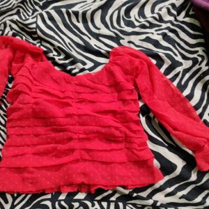 Georgette Red Top For Party