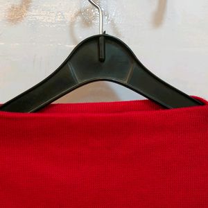 Dark Red Ribbed sweater crop T-shirt♥️