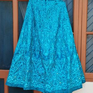 TURQUOIS BLUE HEAVY EMBROIDERED LEHENGA CHOLI SET