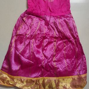 Pink Silk Pattu Pavadai/ Lehenga For 1 Yr