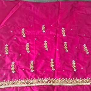 Beautiful Rani Pink Maggam Work With Mirrors