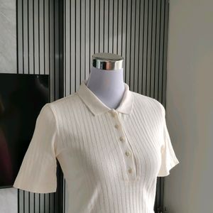 🆕 UNIQLO Polo Neck Ribbed Top