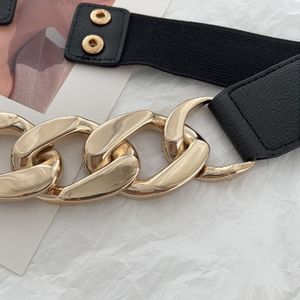 Pinterest Elasticated Broad Gold Chain Belt