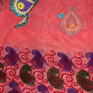 New Pink Lace Printed Saree