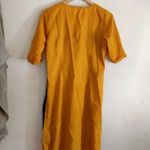 Yellow Plain Kurti For Women