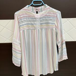 White Coloured Stripe Top