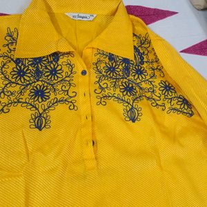 💛 Beautiful Yellow Embroidery Kurta