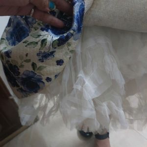 Beautiful White And Blue Flower Frock