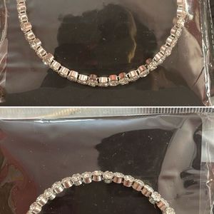 Silver Color Double Necklace Set
