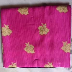 Saree With Blouse Attached Of Pink And Blue Colour