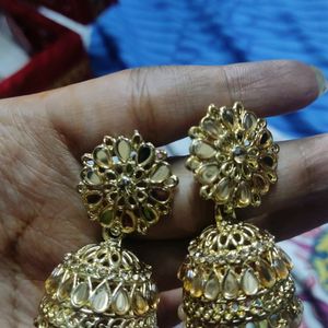 Golden Kundan Jhumka