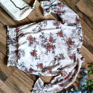 White Top With Floral Design