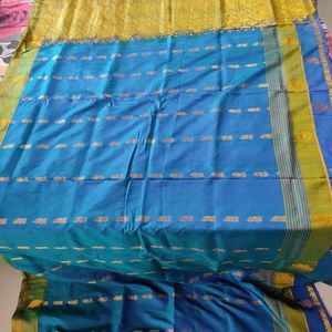 Blue And Green Silk Saree