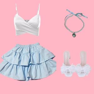 Baby Blue Ruffle Mini Skirt 💌