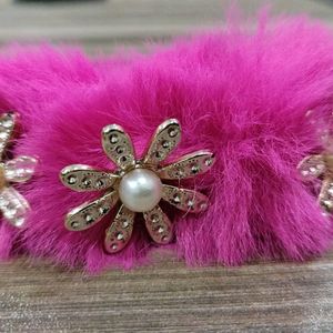 Pink Fur Hair Band For Baby Girl And Girls