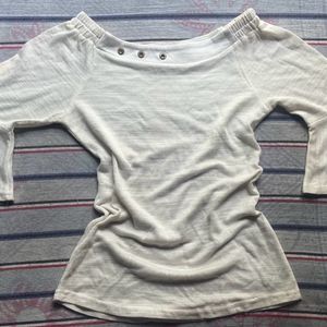 Drop Shoulder Off White Top For Teenagers