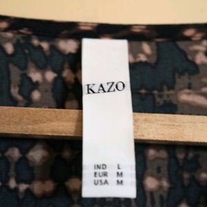 Kazo Brown & Black V-neck Top