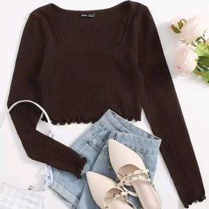 Coffee Brown Crop Top