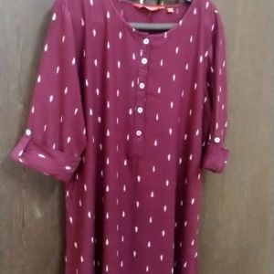 Wine Colour Up And Down Kurti For Sale  ..........