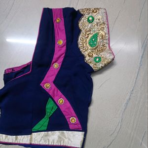 Designer Jorjet And Cross Fabric Half N Half Saree