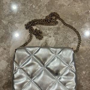 Metallic Grey Sling Bag