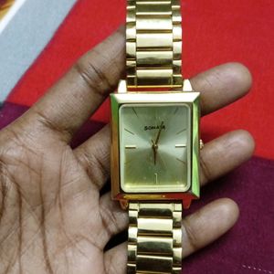 Sonata Men's Golden Chain Watch (Battery Needed)