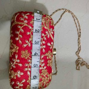 Classy Embroidered red Box Clutch